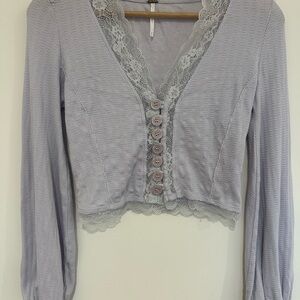 Free People Lavender Lace‎ Buttoned Top